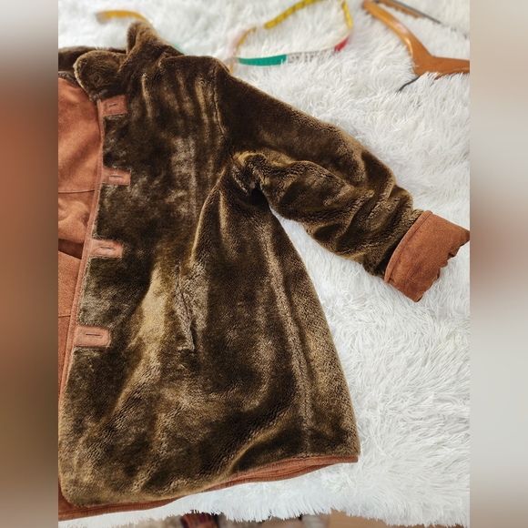 VINTAGE 100%  Leather   Reversible  Brown Jacket Coat Women's Size L VTG - Picture 4 of 12